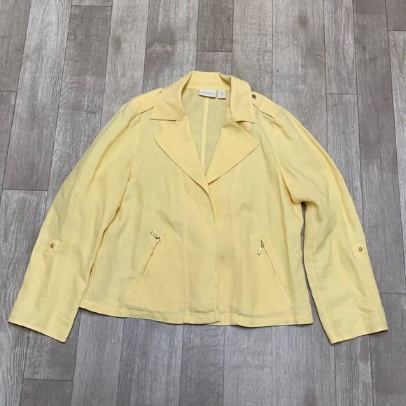 Womens Chico’s 100% Linen Moto Open Front Jacket - Picture 1 of 7